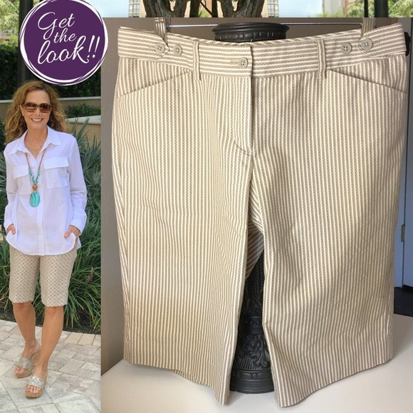 Express Pants - EXPRESS DESIGN STUDIO "City Editor" Striped Bermuda Shorts   SIZE 8